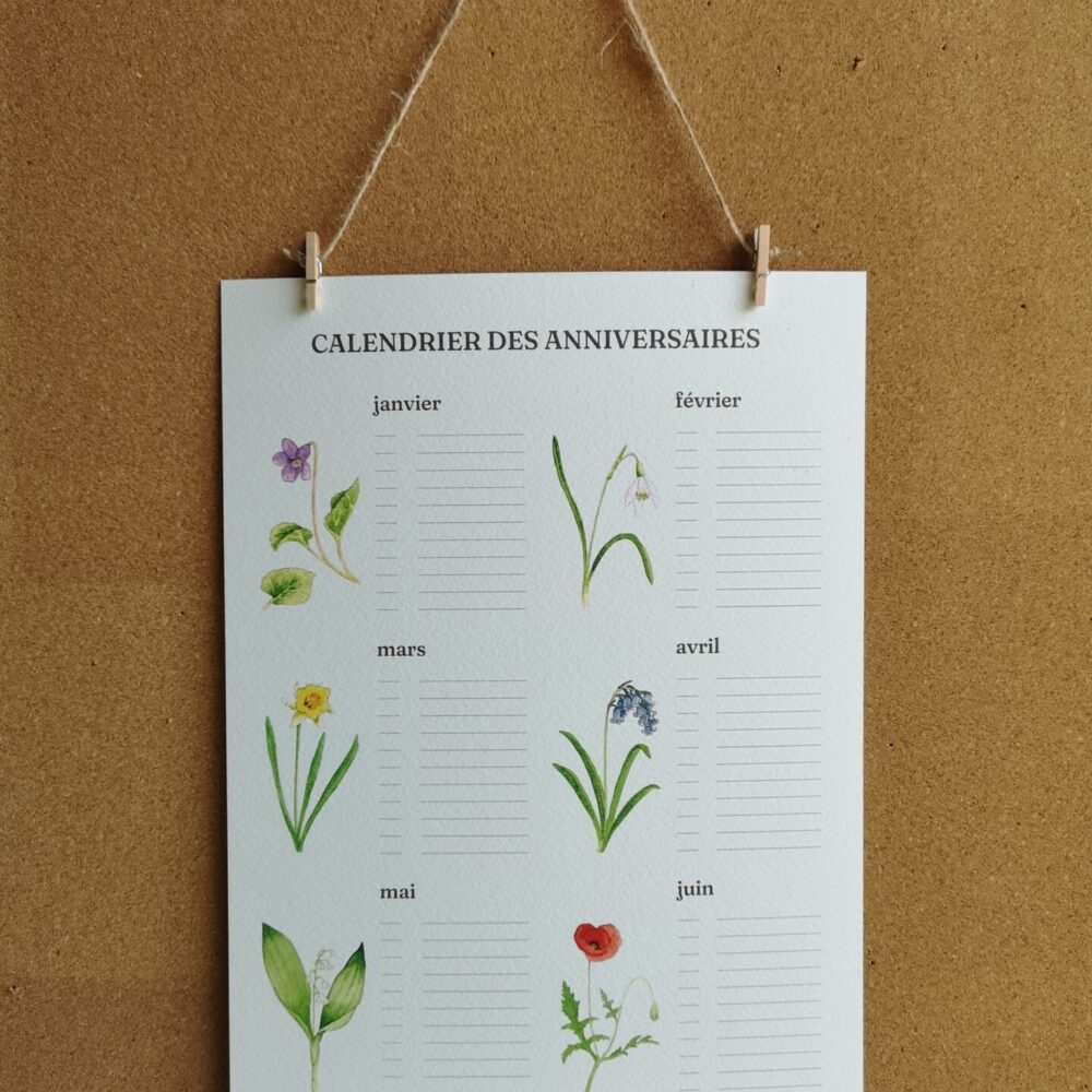 calendrier des anniversaires face A2 Calendrier des anniversaires