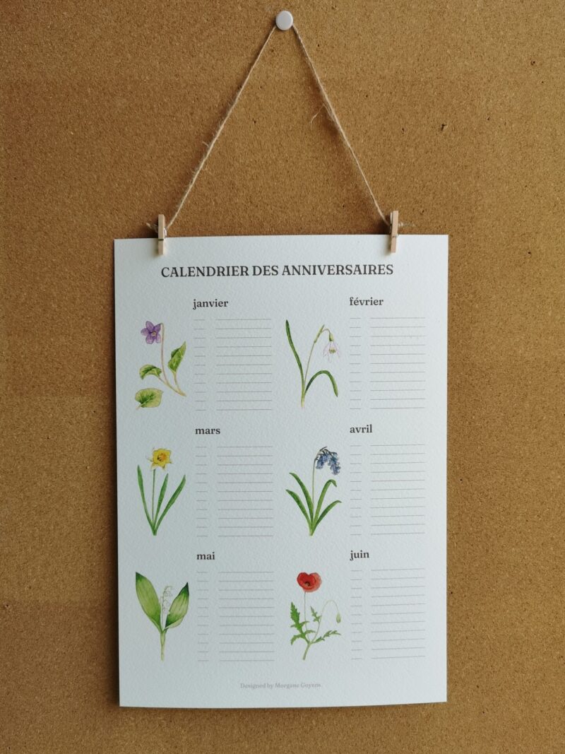 calendrier des anniversaires face A2 Calendrier des anniversaires